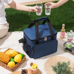 Custom Logo Square Cooler Tote Bag Outdoor Camping Picnic PEVA Thermal Insulation Bento Box Lunch Bag