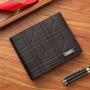 New men's wallet short money wallet youth fashion plaid horizontal soft leather wallet large capacity multi-card purse