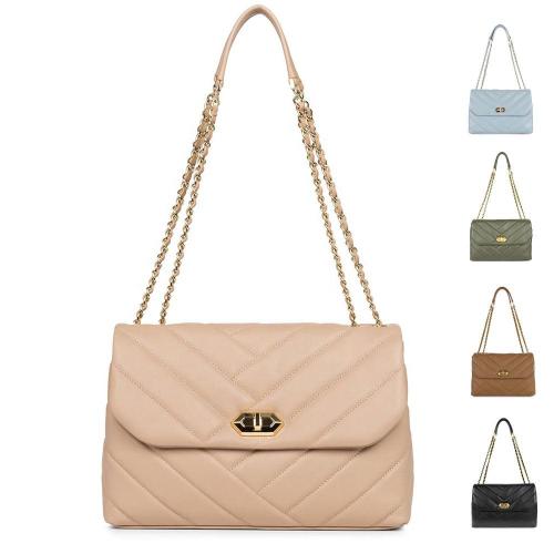 Custom Logo New Arrival Luxury Quilted Ladies Shoulder Bags Vegan Lady Chain Bag Classic Pu Leather Fashion Womens Shoulder Bags