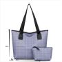 Gelory Factory Wholesale Textured Handbag Large Capacity Shoulder Bag Polyester Checkered Tote Bag For Women