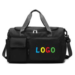 custom design leisure waterproof durable shoulder tote weekender gym sport bag with shoes storage black travel duffel bags