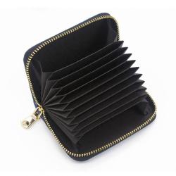 Women PU Leather Accordion Card Holder Small Zipper Printed Leather Wallet