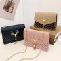 New Design Korean Fashion Small Square Bag 2024 Ladies Cross Shoulder Bag Women's Pu Leather Sling Chain Bag