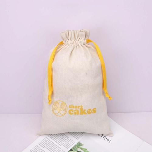 Recyclable High Quality Cotton Fabric Drawstring Shoes Hat Baby Clothes Packing Gift Bag Custom Logo Printed Muslin Dust Pouch