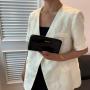 HR547 Women's Wallet With Long Zipper PU Leather New Painted Contrast Long Leisure Handheld Money Clip Wallet Envelope Purse