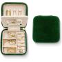 Custom Logo Velvet Jewelry Box Organizer Leather Earring Ring Necklace Bangle Portable Jewellery Travel Case with mirror