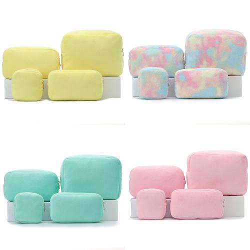 Stock Custom New Baby Pink Yellow Mint Rainbow S M L XL Travel Makeup Organizer Toiletry Bag for Women Terry Cosmetic Bag