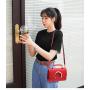ZR786 Woman PU Retro Bag Daily Life Girl Horizontal Color Block Square Single Bag Girl Magnetic Button Underarm Versatile Bag
