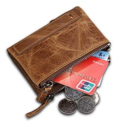 ZR682 Genuine Leather Men Wallet Coin Purse Small Card Holder Vintage Wallets RFID Blocking High Quality Wallet Customized logo
