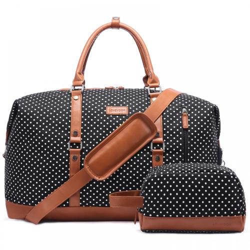 Large Canvas weekender duffle bag Travel Bag with Shoe Compartment Sport Gym Travel Waterproof Black Blue Dark OEM Customized