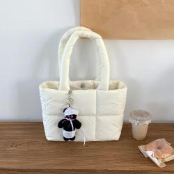 Trendy new trend puff Shoulder bag Down nylon Puff hand Bag Student Casual Space Cotton Tote Bag for girls