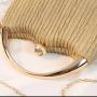 Retro Women's 2024 New Pleated Evening Bag Banquet Ladies Fashion Metal Handbag Box Bag Round Bag