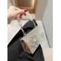 New Evening Bag Sparkling Diamond Bow Small Square Crossbody Bag Pearl String Handbag Dress Clutch Bag