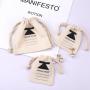 Eco-Friendly Organic Cotton Drawstring Key Cion Storage Bag Custom Logo Printed Gift Dust Muslin Pouch