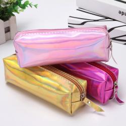 Gelory Hot Style Holographic Laser PU Leather Pencil Case Wholesale Custom Laser Pouch Bag For Girl