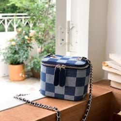 New Cross-Slung Chain Bag Fashion Chessboard Plaid Mini Denim Box Sling Shoulder Bag Small Square Crossbody Bag