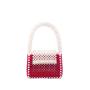 Fashionable handmade woven new red patchwork pearl beaded bag sac main femm sac