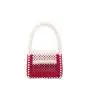 Fashionable handmade woven new red patchwork pearl beaded bag sac main femm sac