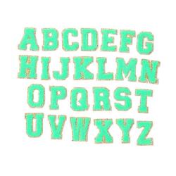 RTS 11 Colors DIY Self -Adhesive A-Z  Colorful Glitter Chenille Patches Chenille Embroidered Letters Adhesive Letter Patches