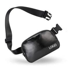 custom trendy unisex travel waterproof travel waist fanny pack chest bag slim pu leather 1l everywhere mini belt bag