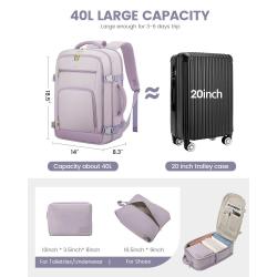 LOVEVOOK 40L Carry On Weekender Overnight Waterproof Daypack With 2 Cubes Fits 17 In Laptop Business Travel Backpack unisex