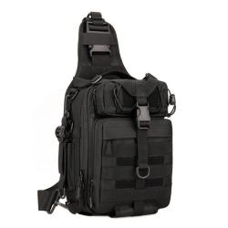 Luya Unisex Single Shoulder Fishing Backpack Outdoor Multi-Functional Chest Bag with Zipper Closure for Fishing Gear and Rods
