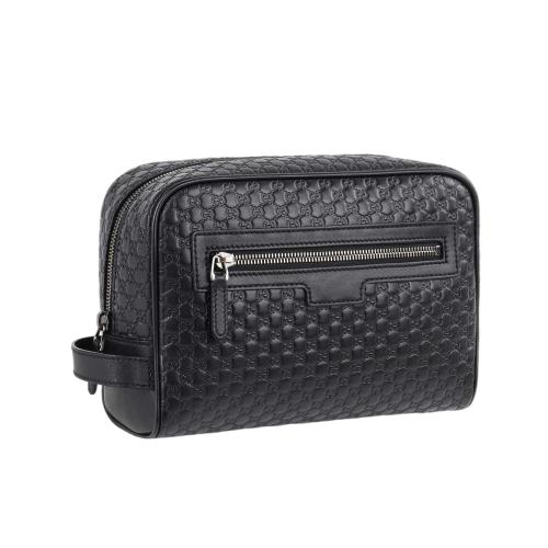 Custom Weaving Leather Cosmetic Bag Black Men's Toiletry Bag Large Travel Dopp Kit