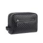 Custom Weaving Leather Cosmetic Bag Black Men's Toiletry Bag Large Travel Dopp Kit