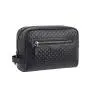 Custom Weaving Leather Cosmetic Bag Black Men's Toiletry Bag Large Travel Dopp Kit