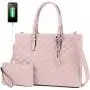 LOVEVOOK 2 PCS Waterproof Laptop Handbag Bag for Women Quilted Leather Computer Shoulder Briefcase 15.6 inch Laptop Tote Purses
