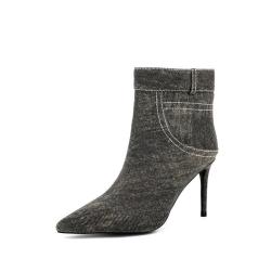 Bottes Femme Ladies Autumn Winter Cowgirl Boots Pointy Toe Stiletto Heels Stylish Dress Short Boots Women Denim Ankle Booties