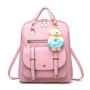 Bags for women Korean Fashion PU Leather Backpack New Casual College Style with Hanging Bear Portable Single Strap for Students