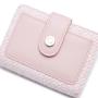 Trending 2024 Cute Wholesale Pu Leather With Canvas Ladies Purse Designer Pink Girls Packet Wallet Women Thin Credit Card Holder