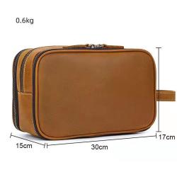 2024 Custom Luxury Genuine Leather Storage Hand Bag For Men Cosmetic Bags