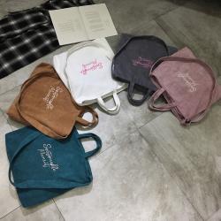 Factory wholesale Ladies Embroidered Letter Handbag Corduroy One Shoulder Diagonal Tote Bag