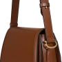 2024 Custom Brown Smooth Pu Leather Ladies Cross Body Purse Bag Round Saddle Flap Small Women Shoulder Bag