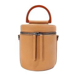 2024 Wholesale Real Genuine Leather Bucket Bag Handbag For Women With Wooden Handle