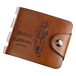 ZR570 Men's Short Buckle Coin Wallet Retro Pu Wallet Horizontal Square ID Card Holder Purse Casual Business Father's Day Gift