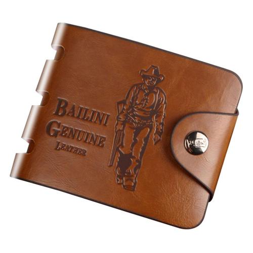 ZR570 Men's Short Buckle Coin Wallet Retro Pu Wallet Horizontal Square ID Card Holder Purse Casual Business Father's Day Gift