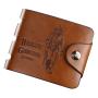ZR570 Men's Short Buckle Coin Wallet Retro Pu Wallet Horizontal Square ID Card Holder Purse Casual Business Father's Day Gift