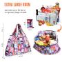 4 Pack Larger Sized Portable Sturdy Reinforced Polyester Reusable Foldable Grocery Bags For Shopping