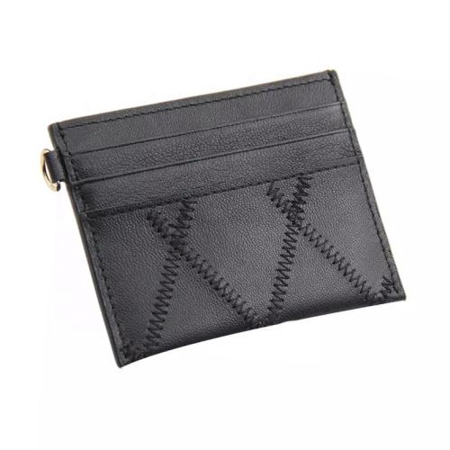 Fashion High Quality Sheepskin Card Holder Quilted Lambskin Leather Card Holder