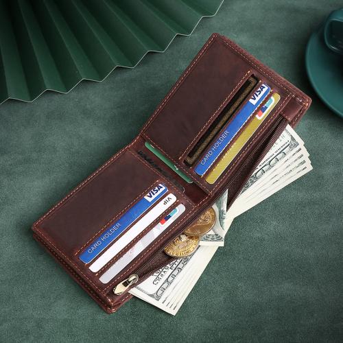 Head Layer Cowhide Wallet Men Card Holder Wallet Large Capacity Carteras Mujer Genuine Leather Wallet Cartera De Hombre