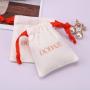 High End Soft Brush Canvas Drawstring Bag For Jewelry Custom Logo Cotton Ring Earring Jewelry Dust Pouch