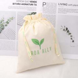 Good Quality Cotton Linen Drawstring Bag For Hat Clothing Sock Custom Logo Muslin Cotton Shopping Dust Pouch