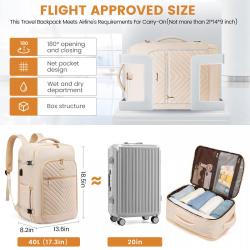 LOVEVOOK 40L Large Waterproof Laptop Travel Backpack Flight Approved Carry on Backpack with 3pcs Packing Cubes