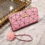 Women's Long Wallet 2024 New Multi Card Position Korean Double Zipper Clutch Lingge Hairball Female Wallet