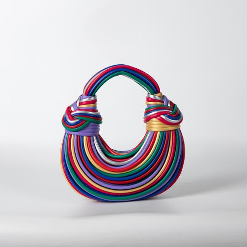 2024 New Fashion Luxury Designer Handbags Woven Noodle Crossbody Bag Rope Knotted Pulled Clutch Bag Women Rainbow Mini Hand Bag
