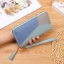 New Women's Large Capacity Zipper Tassel Hand Bag Wholesale Contrast Stitching soft leather Wallet Waterproof