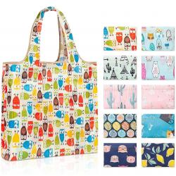 Durable and Machine Washable Reusable Grocery Bags 10 Pack Foldable Large Capacity Cloth Tote Shopping Bags